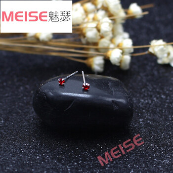 魅瑟（MEISE）18mm白鉆超小耳釘 25mm天藍(lán)鉆超小耳釘，耳釘925銀，合金鍍銀鍍金