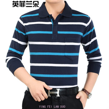 英菲蘭朵（YING FEI LAN DUO） 長(zhǎng)袖 男士T恤 01#藏青色 XL，L，M