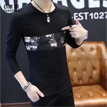 C2潮朝（C2CHAOCHAO） 長(zhǎng)袖 男士T恤 黑色 XL，L，XXXL，M，XXL