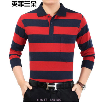 英菲蘭朵（YING FEI LAN DUO） 長(cháng)袖 男士T恤 16#紅色(粗) XL，L，M