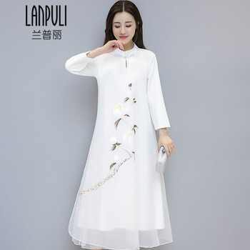 蘭普麗（LANPULI） 手繪涂鴉 立體裝飾 連衣裙