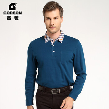 GODSON 長袖 男士T恤 05孔雀藍 