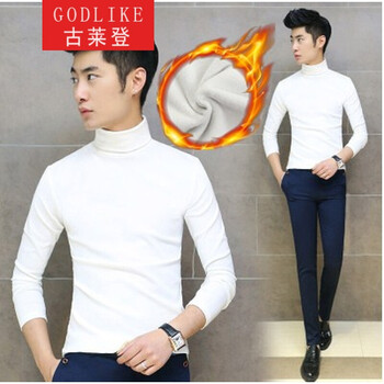 古萊登（GODLIKE） 長袖 男士T恤 單件 加絨高領(lǐng)白色 XL，L，M，XXL