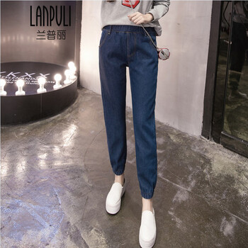 蘭普麗（LANPULI） 松緊腰 哈倫褲 女 長褲 牛仔褲