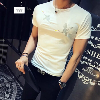 古萊登（GODLIKE） 短袖 男士T恤 大鶴白色 XL，L，M，XXL