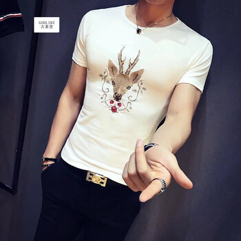 古萊登（GODLIKE） 短袖 男士T恤 鹿頭白色 XL，L，XXL，M