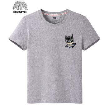 初己（CHUJI） 短袖 男士T恤 灰色(蝙蝠小子胸標(biāo)) XL，L，M，XXL