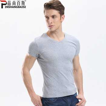 品尚百斯（PINSHANGBAISI） 短袖 男士T恤 淺灰色 XL，L，XXXL，XXL，M