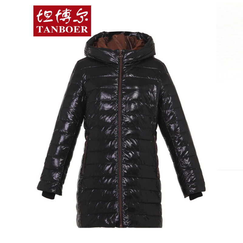 坦博尔 羽绒服 女款 修身冬装亮面女士中长款羽