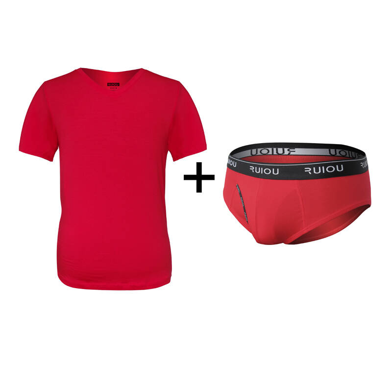 Ruiou锐欧 男式家居服套装 男士短袖三角裤男内