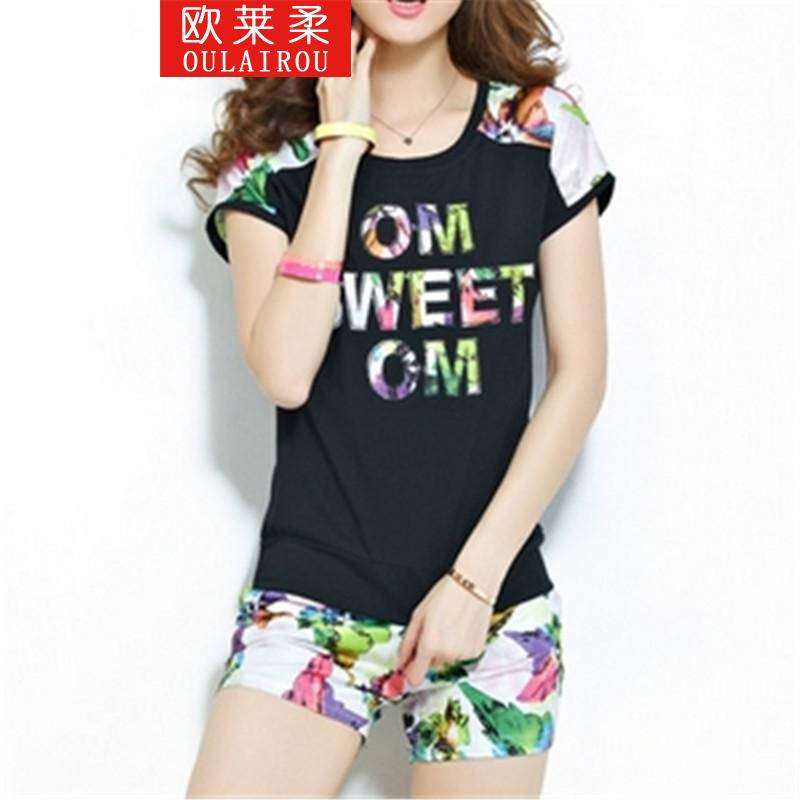 欧莱柔 2014夏套装<em>上衣冬短裤</em>女 黑色 XXL(不