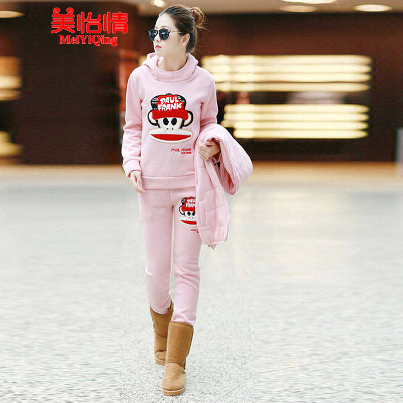 美怡情 2014韩版大嘴猴卫衣三件套运动套装加