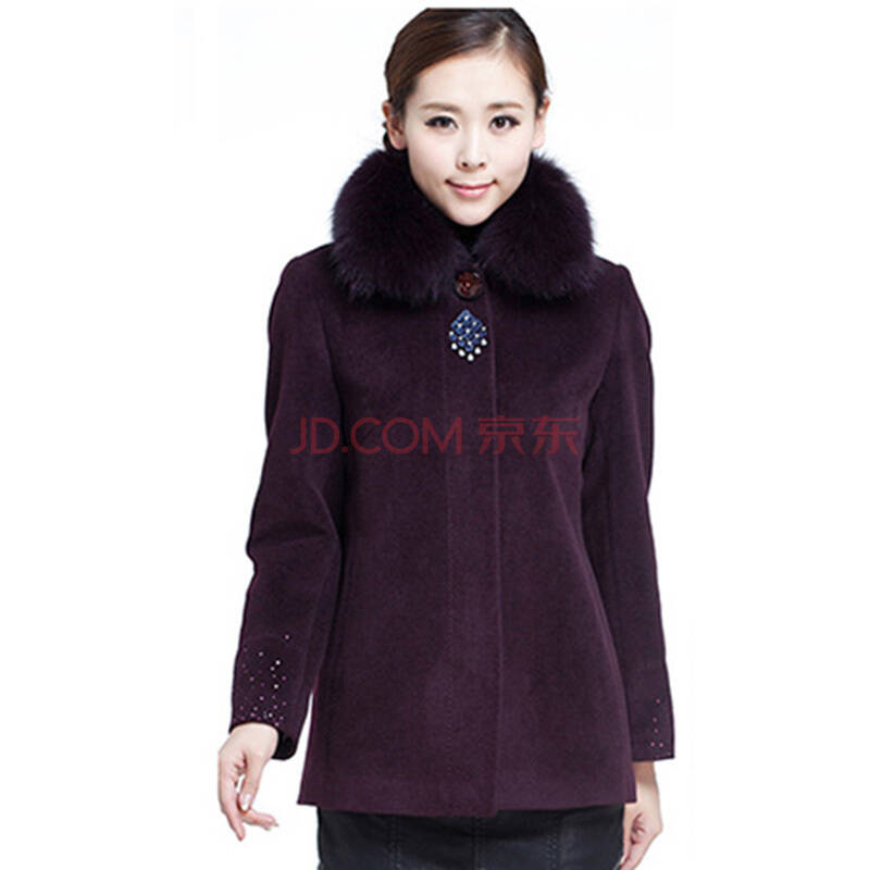 MANGZZI 中老年毛呢外套女短款修身呢子大衣