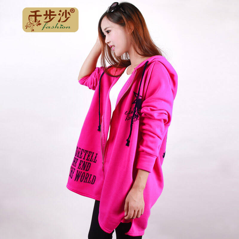 千步沙2014秋装新款女韩版宽松连帽骷髅头大