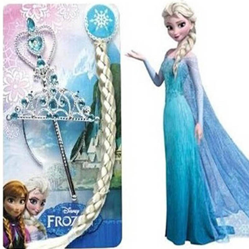 冰雪奇缘frozer艾莎头饰安娜发饰发箍皇冠假发魔法棒三件套套装儿童