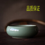 叁沃 茶洗大号小号青瓷茶洗笔洗陶瓷大号大码小号紫砂仿古水洗日式茶道套装水盂毛笔 浅棕色 弟梅三角小洗