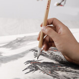 叁沃 毛笔狼毫羊毫白云毛笔小楷中楷小学生书法国画初学者入门专业行书楷书专用笔小号 狼毫【小兰竹】 书法国画入门必备