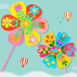 叁沃 空白绘画风车幼儿园儿童手工制作材料包diy创意美术涂鸦涂色玩具 【空白风车】50个起