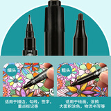 晨光(M&G)文具 黑色粗细双头记号笔 防水马克笔油性笔 儿童学生勾线笔升级装 办公用品12支MG2130