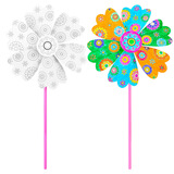 叁沃 空白绘画风车幼儿园儿童手工制作材料包diy创意美术涂鸦涂色玩具 【空白风车】50个起