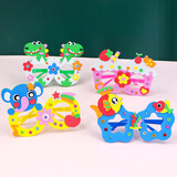 叁沃 WOUG儿童手工diy卡通钻石眼镜材料包3-6岁幼儿园卡通创意眼镜演出道具 【EVA眼镜】小熊款