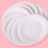 叁沃 创意涂鸦纸盘画画手工DIY制作材料幼儿园小朋友绘画一次性纸碟 7寸白纸盘