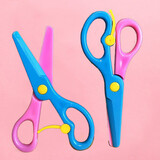 叁沃 儿童剪刀安全手工塑料剪幼儿园手工diy剪纸用弹力防夹小剪 塑料剪刀颜色混发1把