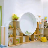 叁沃 幼儿园书柜儿童读书角创意弧形拱门圆圈满墙创意舞台图书馆绘本架 定制联系客服