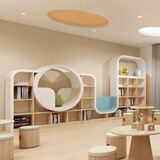 叁沃 幼儿园书柜儿童读书角创意弧形拱门圆圈满墙创意舞台图书馆绘本架 定制联系客服