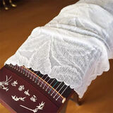 叁沃 家用古筝防尘罩万能盖布古风中国风钢琴盖巾简约新中式古琴披罩子 叶绒纱白色盖布 65*220cm古筝盖布