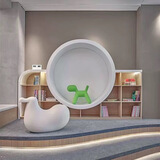 叁沃 幼儿园书柜儿童读书角创意弧形拱门圆圈满墙创意舞台图书馆绘本架 定制联系客服