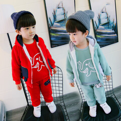 童装男童套装女童春秋装长袖衬衣裤子两件套纯
