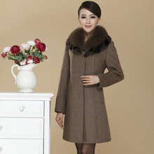 妆汝 中老年女装韩版秋冬新款简约毛呢外套 中
