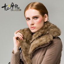 汀娜美 2013新款大毛领中长款PU皮女款品牌羽