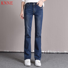 KNNE 中腰 直筒褲 女 長(zhǎng)褲 牛仔褲