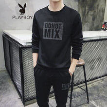 花花公子（PLAYBOY ESTABLISHED 1953） 長(zhǎng)袖 男士T恤 03春款黑色 
