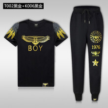 PW&BOY 短袖 男士T恤 T002黑金+K006黑金 