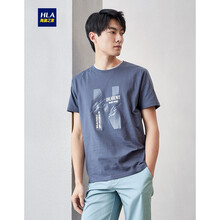 海瀾之家（HLA） 短袖 男士T恤 藍(lán)灰花紋(L3) 
