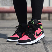 耐克（NIKE）籃球鞋BQ6472-006 AJ1黑粉綠西瓜 