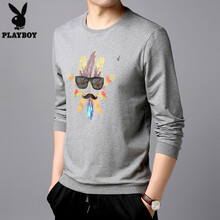 花花公子（PLAYBOY） 短袖 男士T恤 灰色 XL，L，XXL，M，XXXL