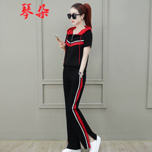 琴朵（QINDUO） 拼接 短袖 T恤 女 連帽