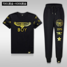 PW&BOY 短袖 男士T恤 T001黑金+K006黑金 