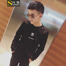 閃爆（SHANBAO） 長(zhǎng)袖 男士T恤 8810黑色 S，XL，L，XXXL，XXL，M