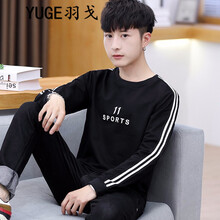 羽戈（YUGE） 長(zhǎng)袖 男士T恤 黑色常規(guī)款 