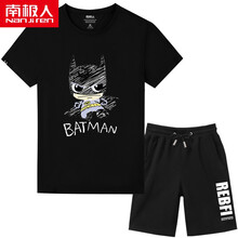 南極人（Nanjiren） 短袖 男士T恤 黑衣/蝙蝠人 黑褲/BFI 