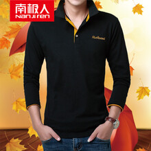 南極人（Nanjiren） 長袖 男士T恤 黑色橘領(lǐng) XL，L，XXXL，M，XXL