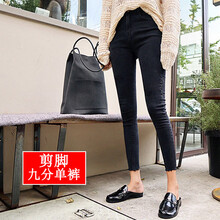 加絨小腳牛仔褲，修身又顯瘦