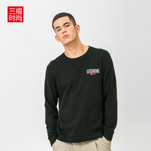 三福（SANFU） 長(cháng)袖 男士T恤 黑色 