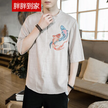 胖胖到家 五分袖 男士T恤 灰色 