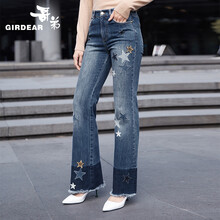 哥弟（GIRDEAR） 高腰 喇叭褲 女 長(cháng)褲 牛仔褲